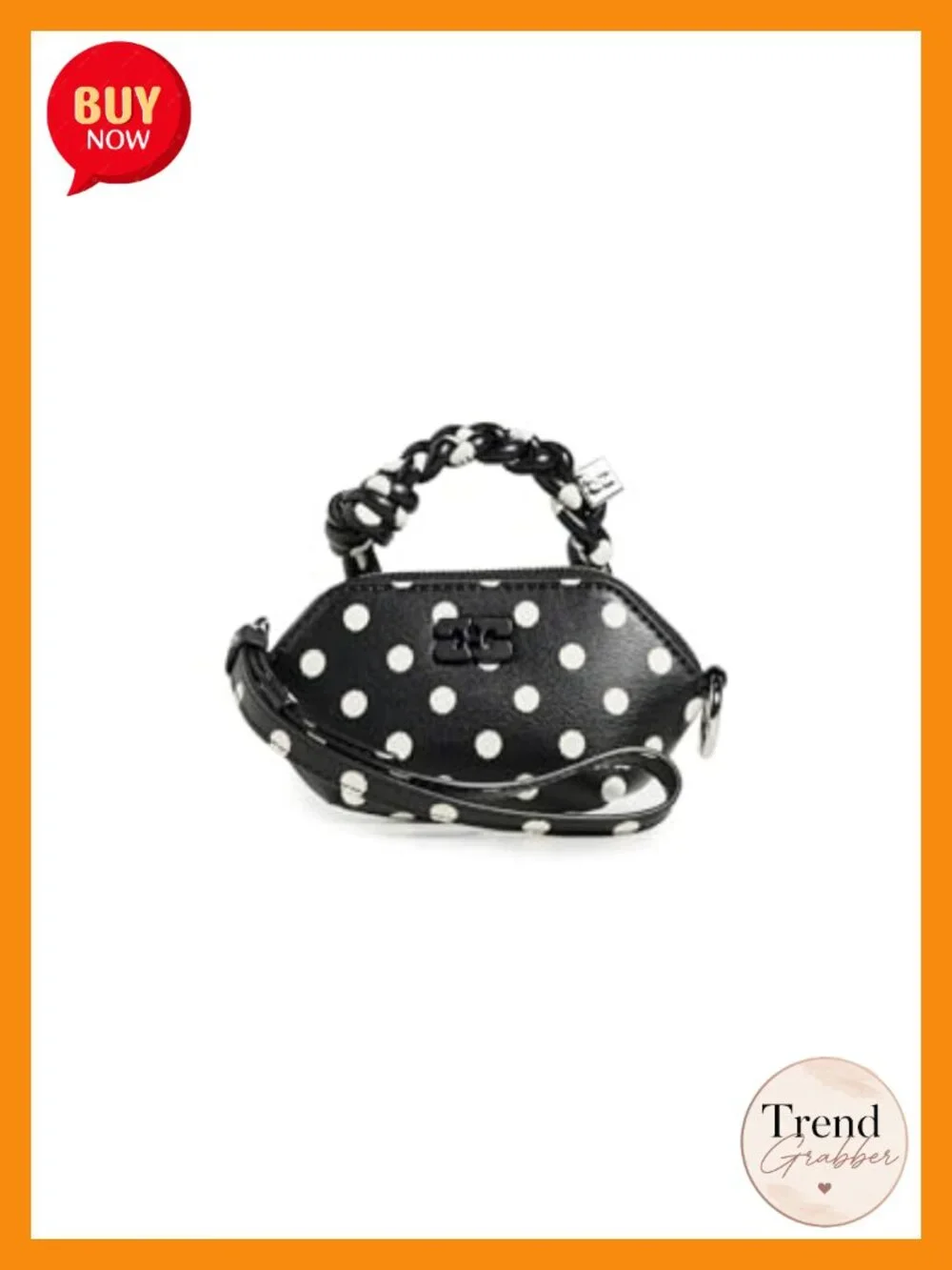 Bou Nano Printed Wristlet Bag with Polka Dot Print